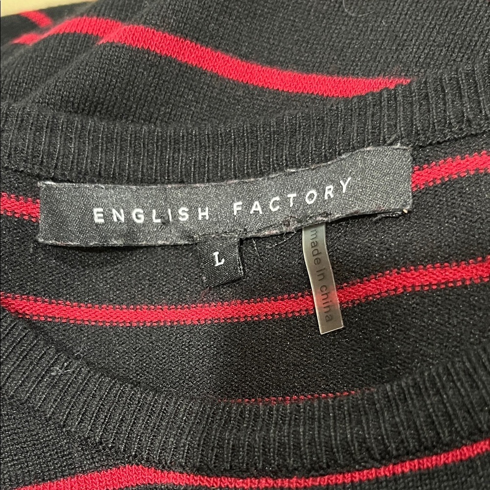 English Factory Black and Red Striped  GOTHIC TULLE Sweater DRESS SIZE L - Picture 2 of 11